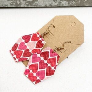 Heart print hand made earrings